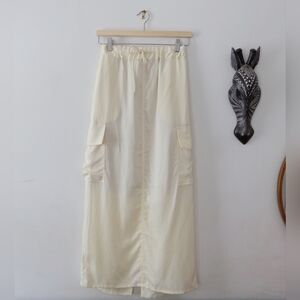 Cream Cargo Pocket Maxi Skirt - Women Size XS to Medium